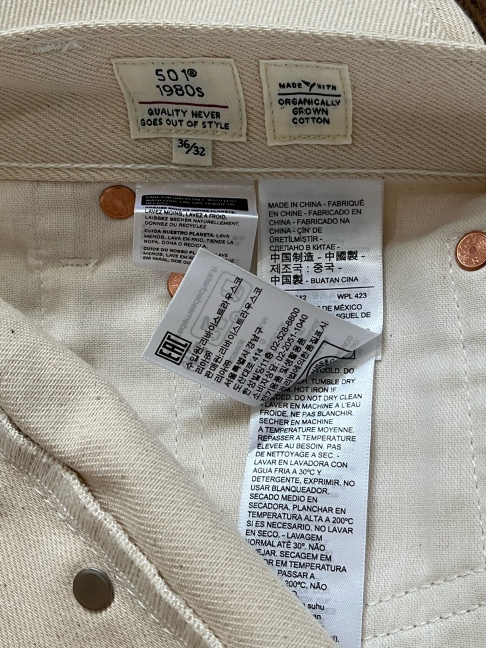 Levi’s Made & Crafted Lot 501 1980s Selvedge Jeans ‘Cream’ (size mens W36xL32) - Picture 8 of 16
